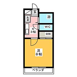 グリーンヒルズ図書館通り 1Kの間取図画像