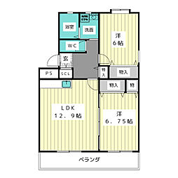 レガート 2LDKの間取図画像