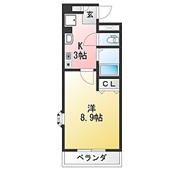 ボヌールT・M日進 1Kの間取図画像