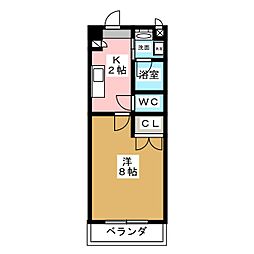 シテイライフ明が丘 1Kの間取図画像