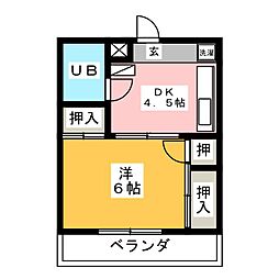リバーサイドハイツ 1DKの間取図画像