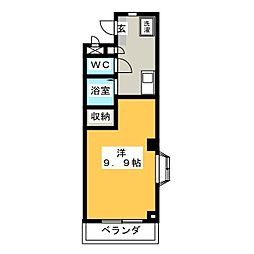 グレイスハルオカ 1Kの間取図画像