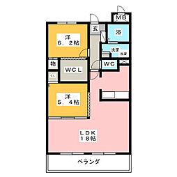 ソシア楠乃木藤が丘 2LDKの間取図画像
