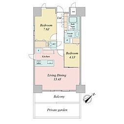 シーズンフラッツ本郷 2LDKの間取図画像