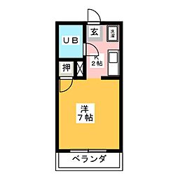 神作シティー 1Kの間取図画像