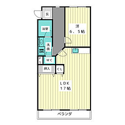 香流グリーンハイツ 1LDKの間取図画像