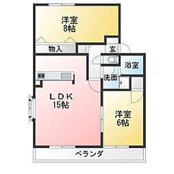 ハイカムール 2LDKの間取図画像