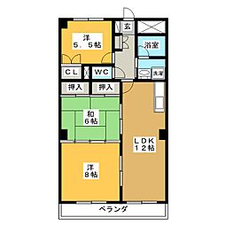 アルカディア長久手 3LDKの間取図画像