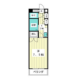 レヂデンス千代萬 1Kの間取図画像
