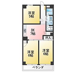 スカイハイツ森孝 3DKの間取図画像