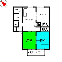 ピアー横手 3DKの間取図画像