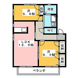 マインハイム 2LDKの間取図画像
