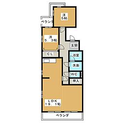 サンハイツ小幡 2LDKの間取図画像