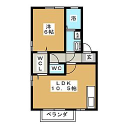 コートダジュール 1LDKの間取図画像
