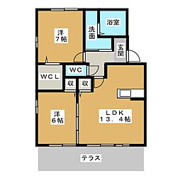 グランサークル 2LDKの間取図画像