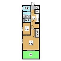 ハーモニー 2Kの間取図画像