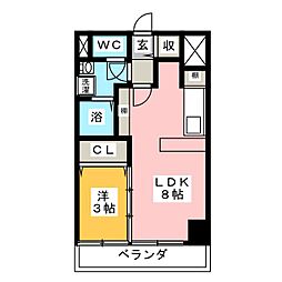 パラシオン千代田 1LDKの間取図画像