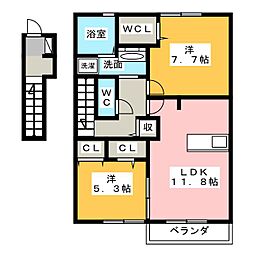 コンフォールセジュール 2LDKの間取図画像