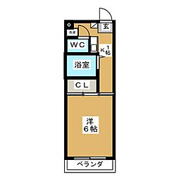 大島マンション大谷 1Kの間取図画像