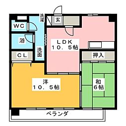 レジデンス梅村 2LDKの間取図画像