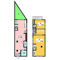 鳴海町向田戸建 1階2LDKの間取り