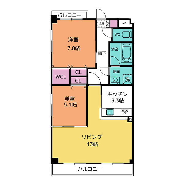 インペリアル南大高 101｜愛知県名古屋市緑区大高町字坊主山(賃貸マンション2LDK・1階・67.47㎡)の写真 その2