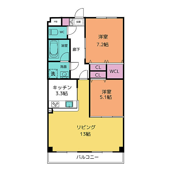 インペリアル南大高 302｜愛知県名古屋市緑区大高町字坊主山(賃貸マンション2LDK・3階・66.57㎡)の写真 その2