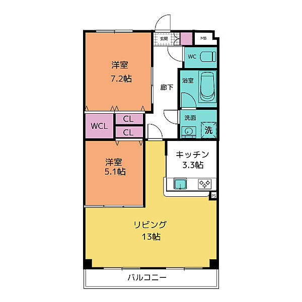 インペリアル南大高 305｜愛知県名古屋市緑区大高町字坊主山(賃貸マンション2LDK・3階・66.57㎡)の写真 その2