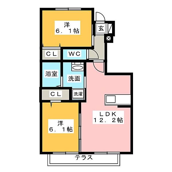 シダーヒルズ東山　A ｜愛知県名古屋市緑区緑花台(賃貸アパート2LDK・1階・55.65㎡)の写真 その2