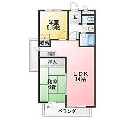 フェステ菊屋第6 2LDKの間取図画像