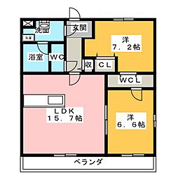 ソレイユ 2LDKの間取図画像