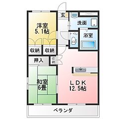 プティ・ベール大清水 2LDKの間取図画像