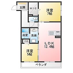 ルーチェ鳴海駅前 2LDKの間取図画像