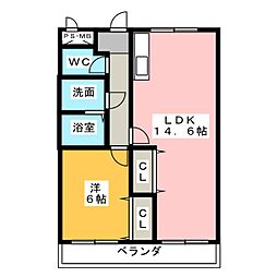 クレシア大高台 1LDKの間取図画像