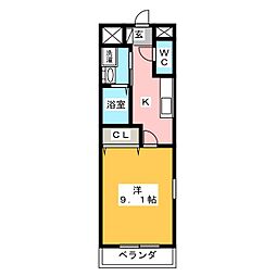 ルーセントルチル 1Kの間取図画像