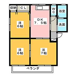 ピエーノディソーレ伊賀殿A棟 3DKの間取図画像