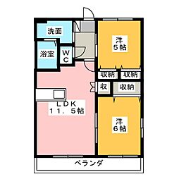 グランベールA棟 2LDKの間取図画像