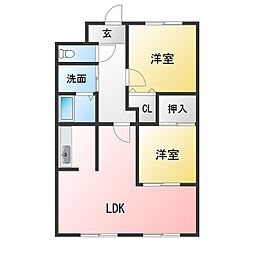 サンマール平手 2LDKの間取図画像