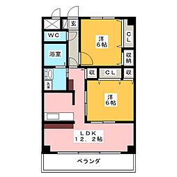大祥1 2LDKの間取図画像