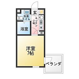 左京山レジデンス 1Kの間取図画像