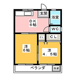 旭コーポ 2DKの間取図画像