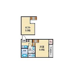 コンフォート東海通 1階1Kの間取り