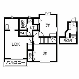サンロード 2階2LDKの間取り