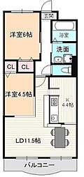 伊藤ハイツ 2LDKの間取図画像