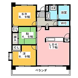 スクエア名古屋港 2階2SLDKの間取り
