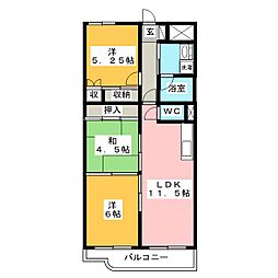 シャルム湊 2階3LDKの間取り