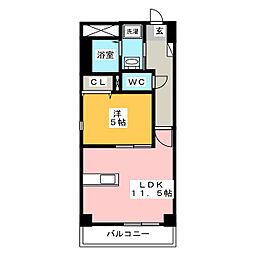 プログレスII 3階1LDKの間取り