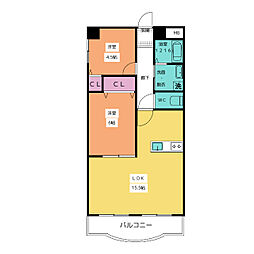 伊藤ハイツ 2LDKの間取図画像