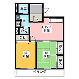 ライフステージ二番館 2LDKの間取図画像