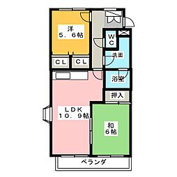 クレセントマンション 2LDKの間取図画像